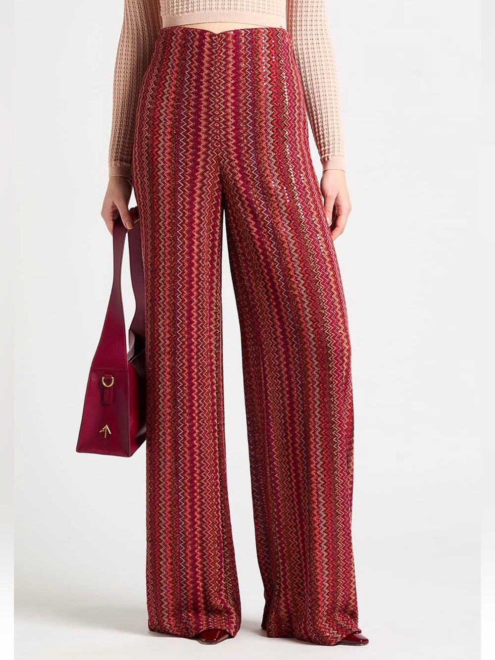 NWT Missoni Zig Zag Sequins Wide Leg Trousers Size 38